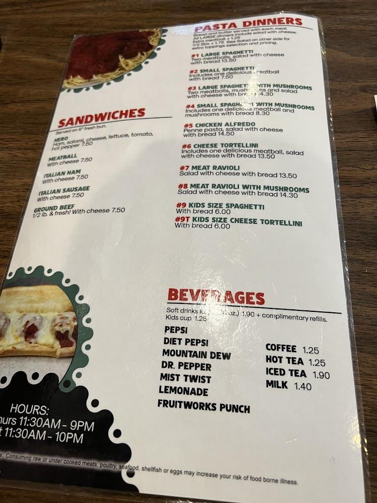 Tat's Pizzeria Menu image 1